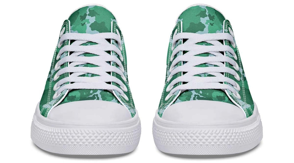 Green Camo Pattern White Lowtop Sneaker