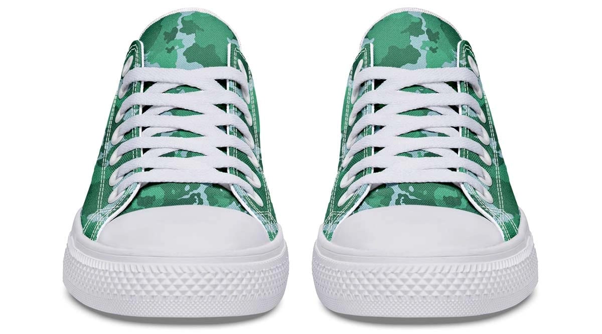 Green Camo Pattern White Lowtop Sneaker