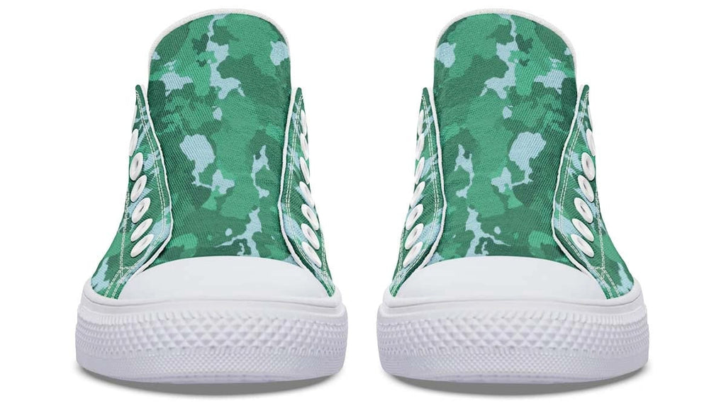 Green Camo Pattern White Lowtop Sneaker