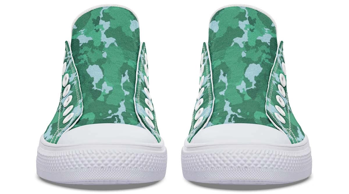Green Camo Pattern White Lowtop Sneaker