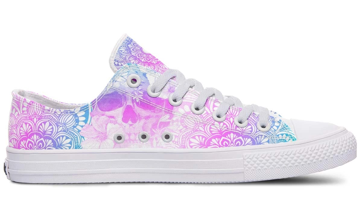 Mandala Skull Pattern White Lowtop Sneaker