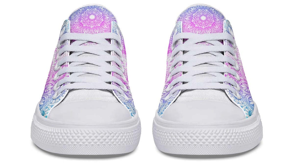 Mandala Skull Pattern White Lowtop Sneaker