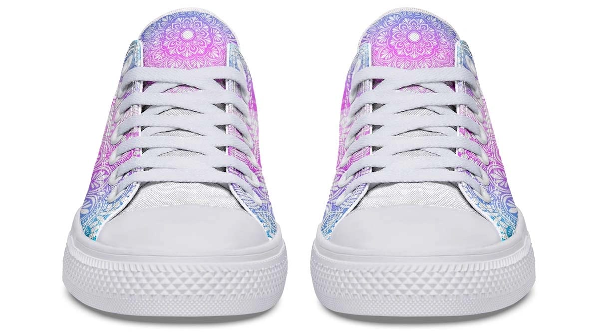 Mandala Skull Pattern White Lowtop Sneaker