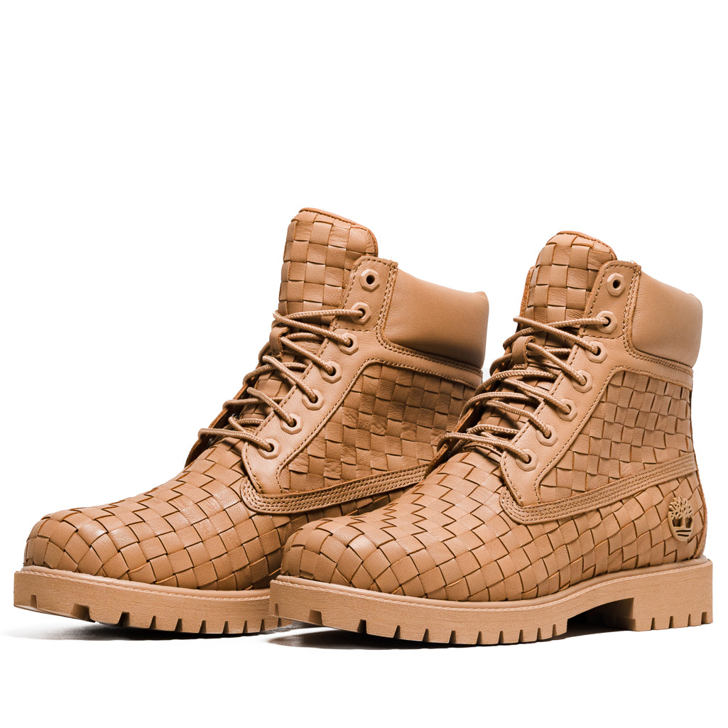 Timberland Textured Premium 6 Lace Up Boot Medium Beige Full Grain