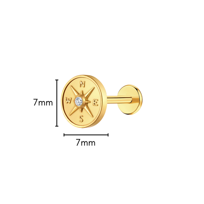 Antique Compass Flat Back Stud