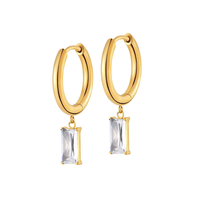 Baguette Charm Hoops in Titanium