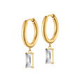 Baguette Charm Hoops in Titanium