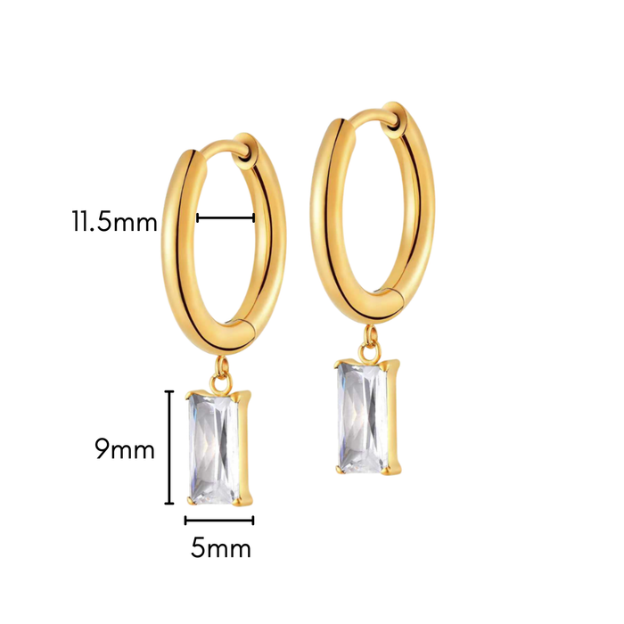 Baguette Charm Hoops in Titanium