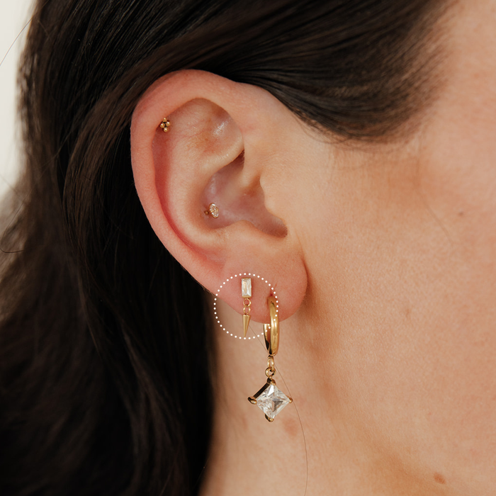 Baguette Dangle Flat Back Stud