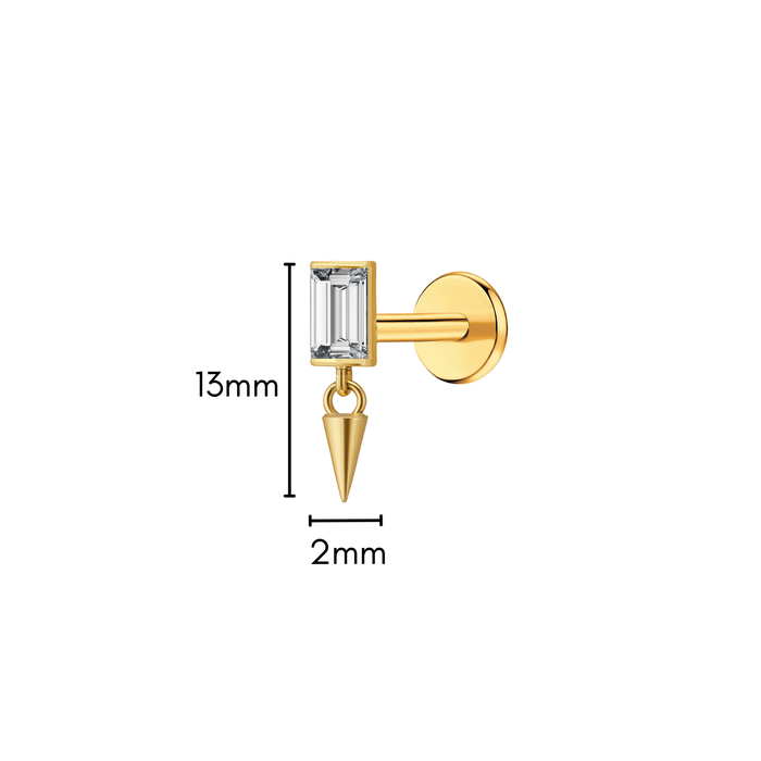 Baguette Dangle Flat Back Stud