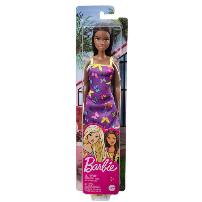 Barbie Anziehpuppe mit Schmetterlingskleid – Mattel | Langes schwarzes Haar