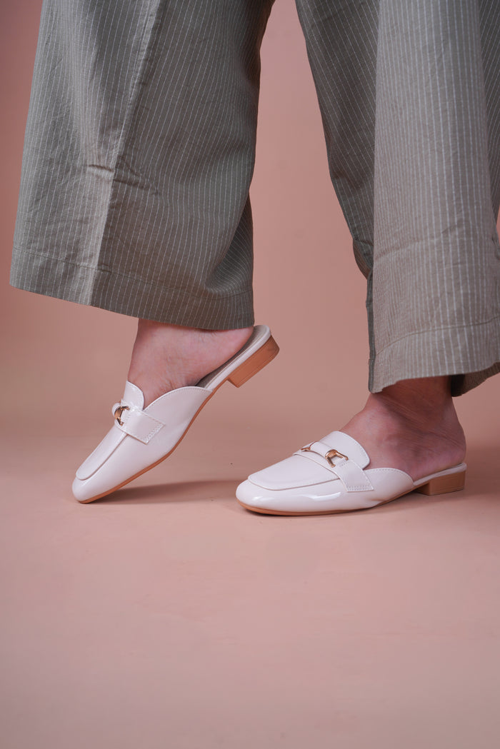 Boss Lady Blush – Nude Pink Flat Mules for Women