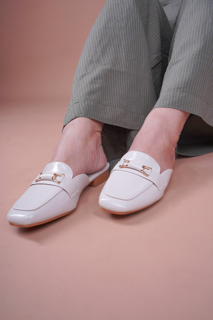 Boss Lady Blush – Nude Pink Flat Mules for Women