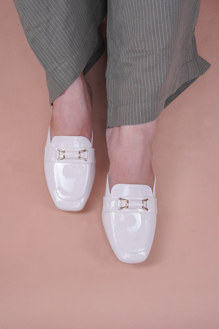 Boss Lady Blush – Nude Pink Flat Mules for Women