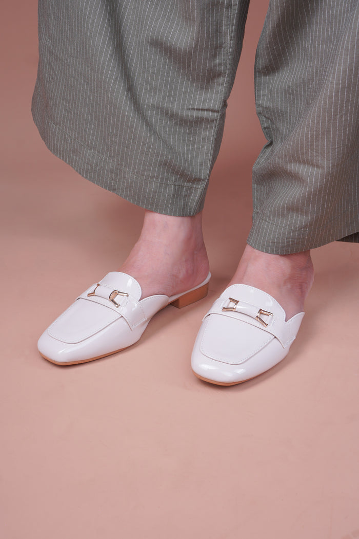 Boss Lady Blush – Nude Pink Flat Mules for Women