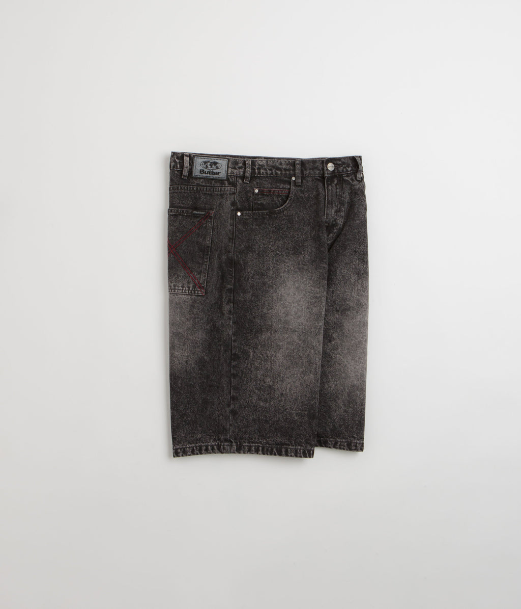 Butter Goods Distressed Big Denim Shorts - Gun Metal