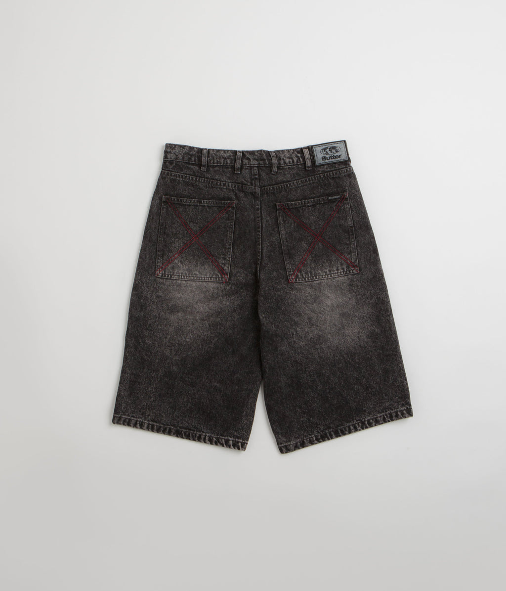 Butter Goods Distressed Big Denim Shorts - Gun Metal