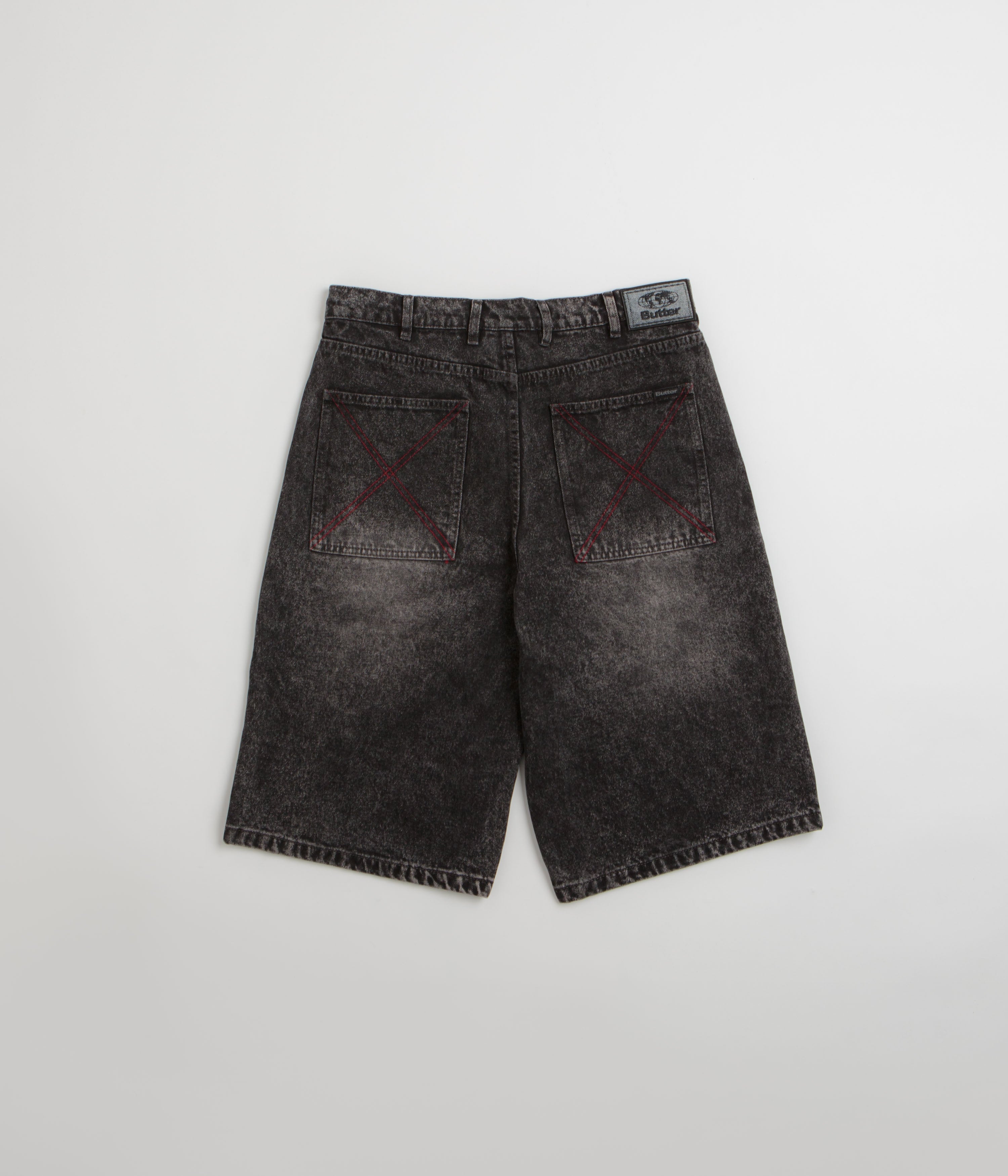 Butter Goods Distressed Big Denim Shorts - Gun Metal