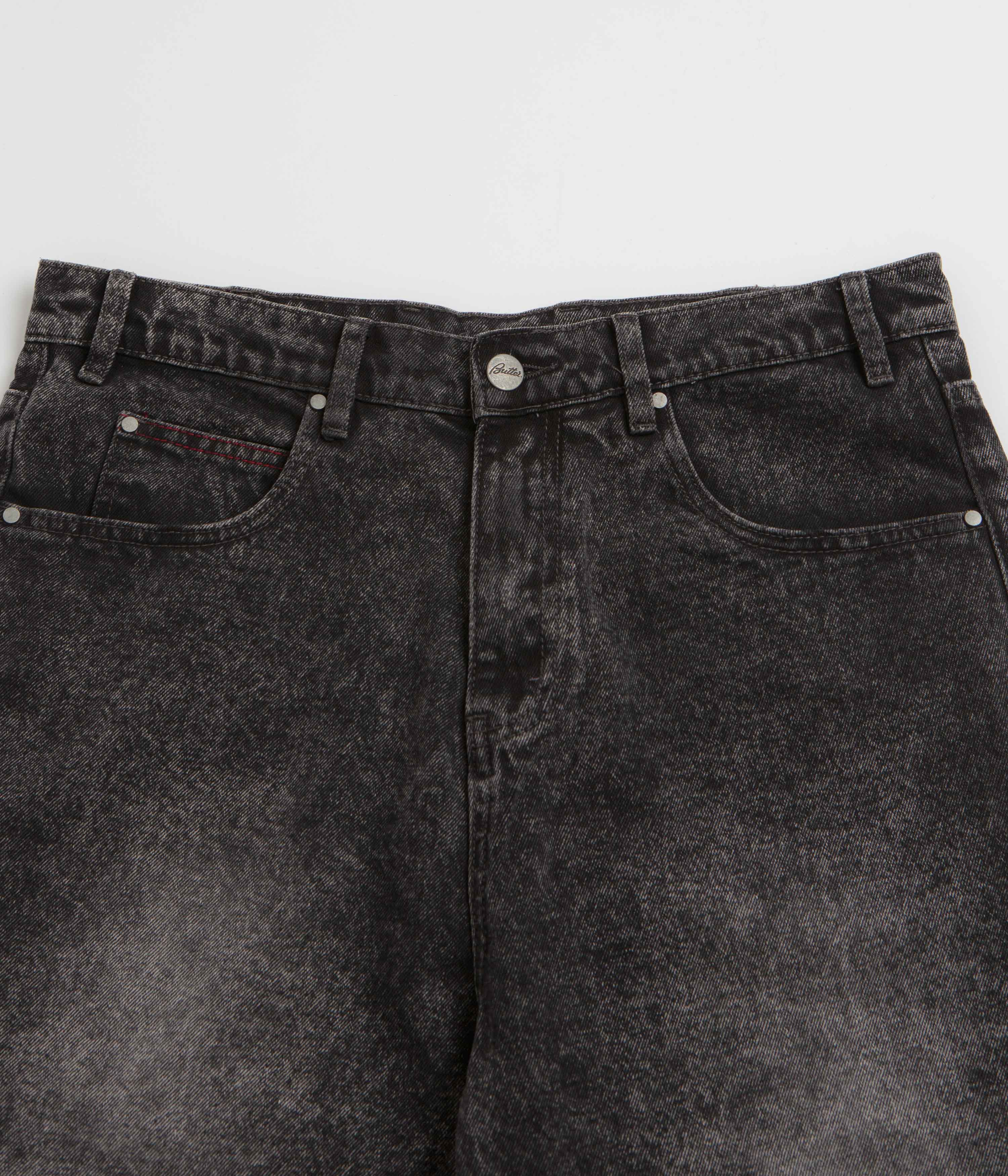 Butter Goods Distressed Big Denim Shorts - Gun Metal