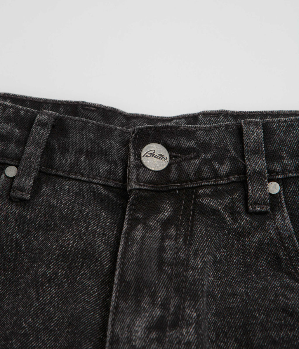 Butter Goods Distressed Big Denim Shorts - Gun Metal