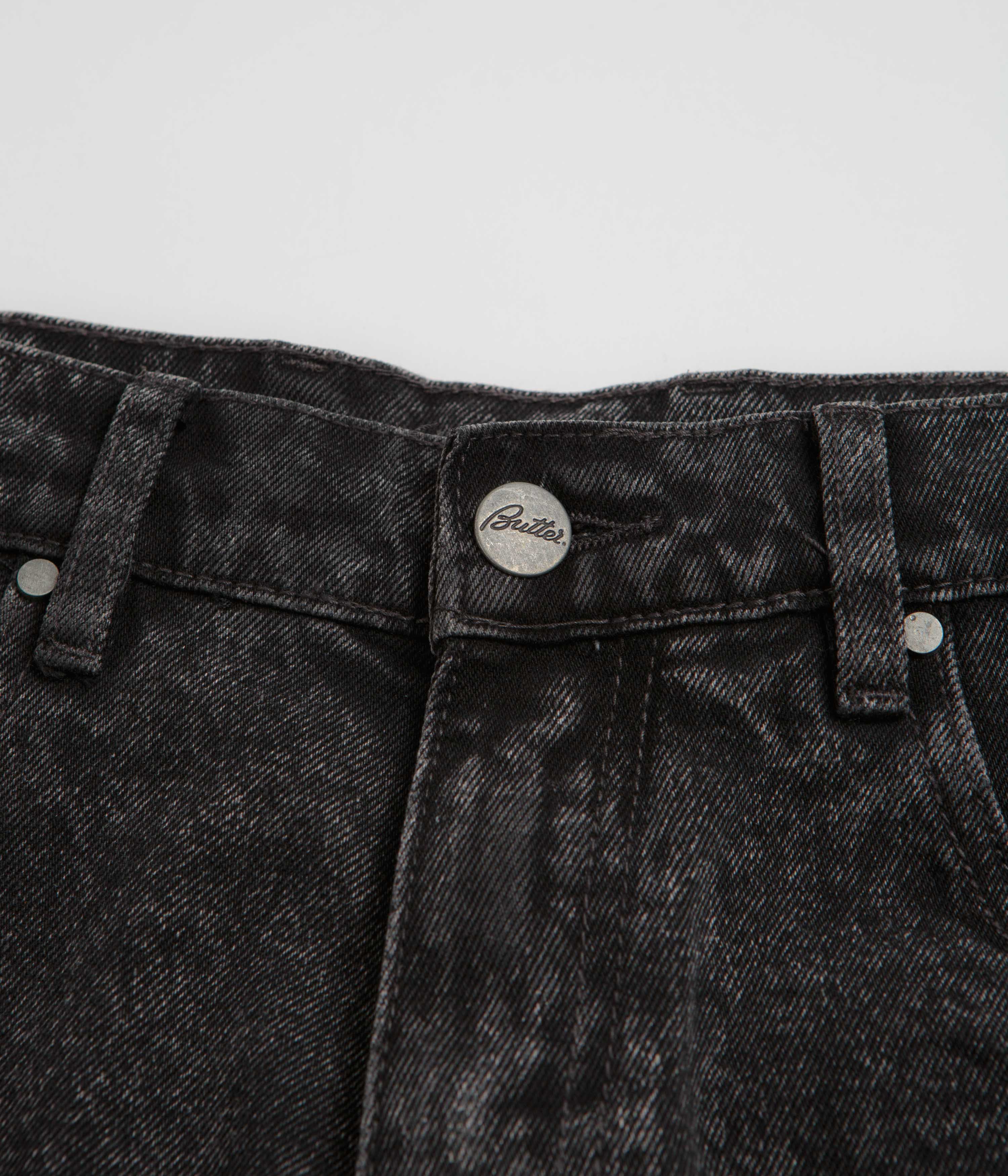 Butter Goods Distressed Big Denim Shorts - Gun Metal