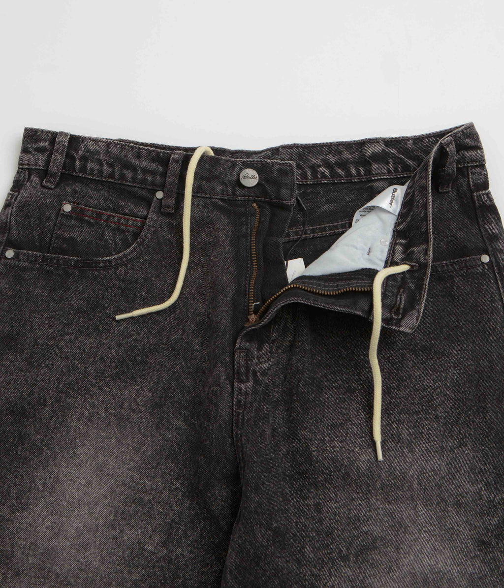 Butter Goods Distressed Big Denim Shorts - Gun Metal