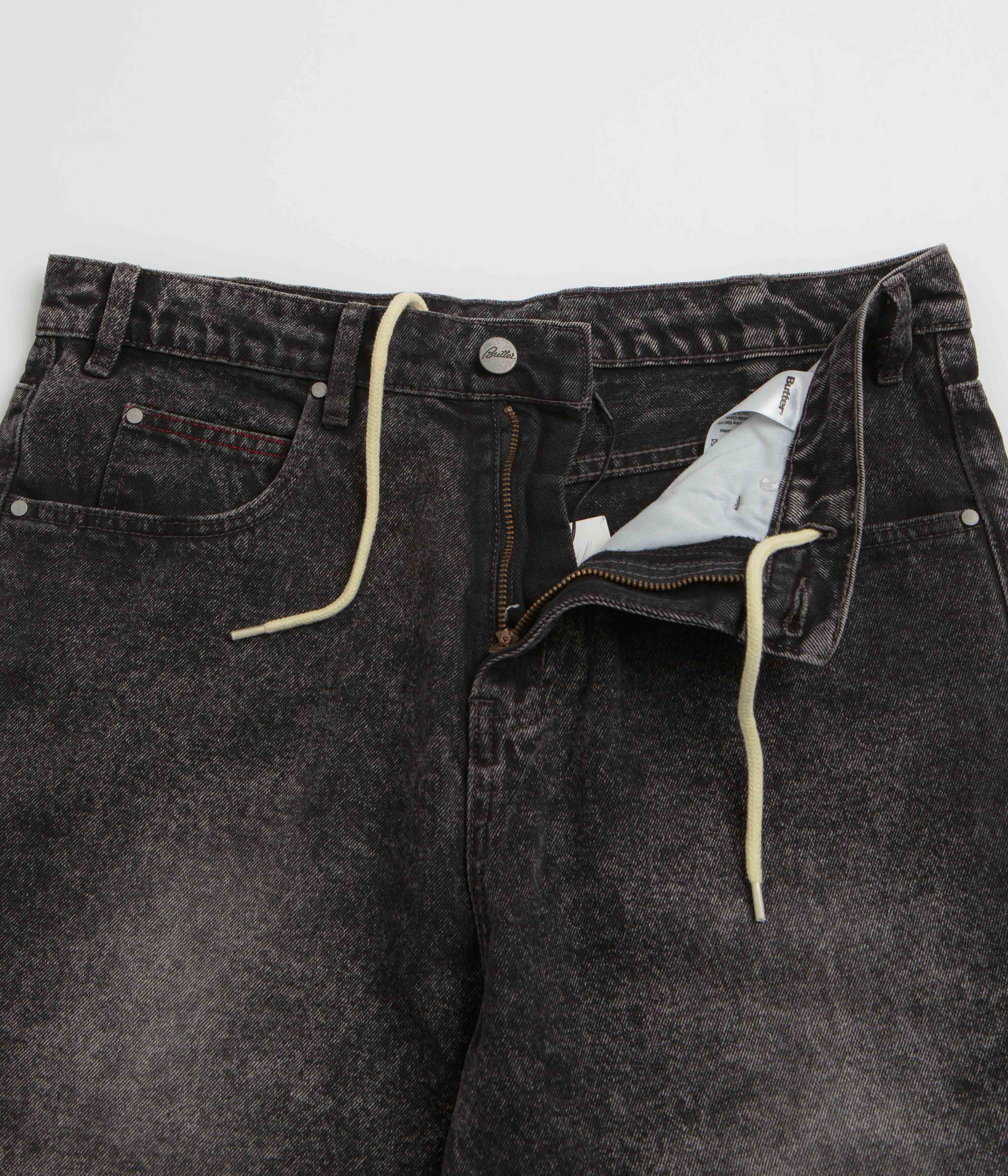 Butter Goods Distressed Big Denim Shorts - Gun Metal