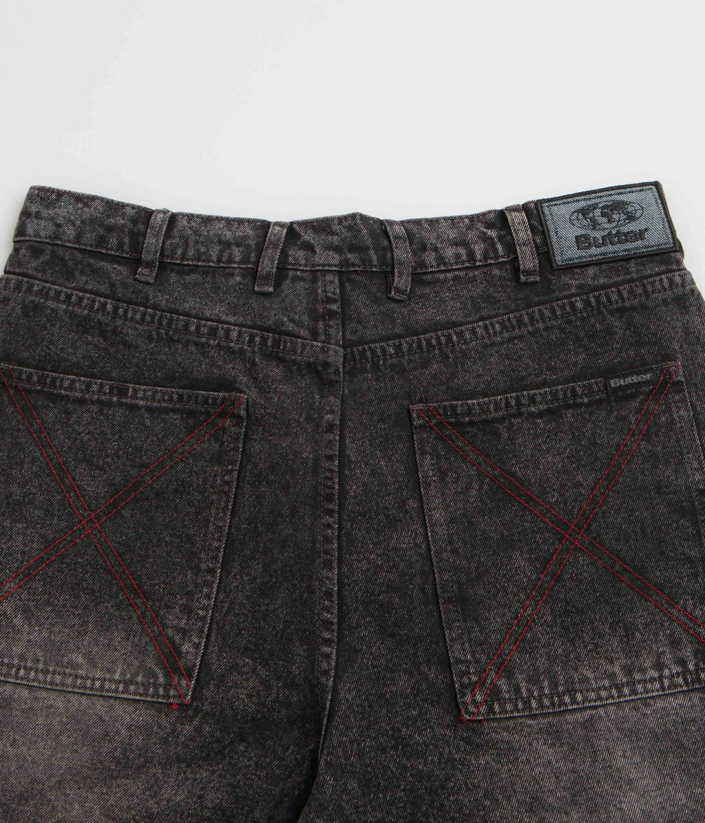 Butter Goods Distressed Big Denim Shorts - Gun Metal