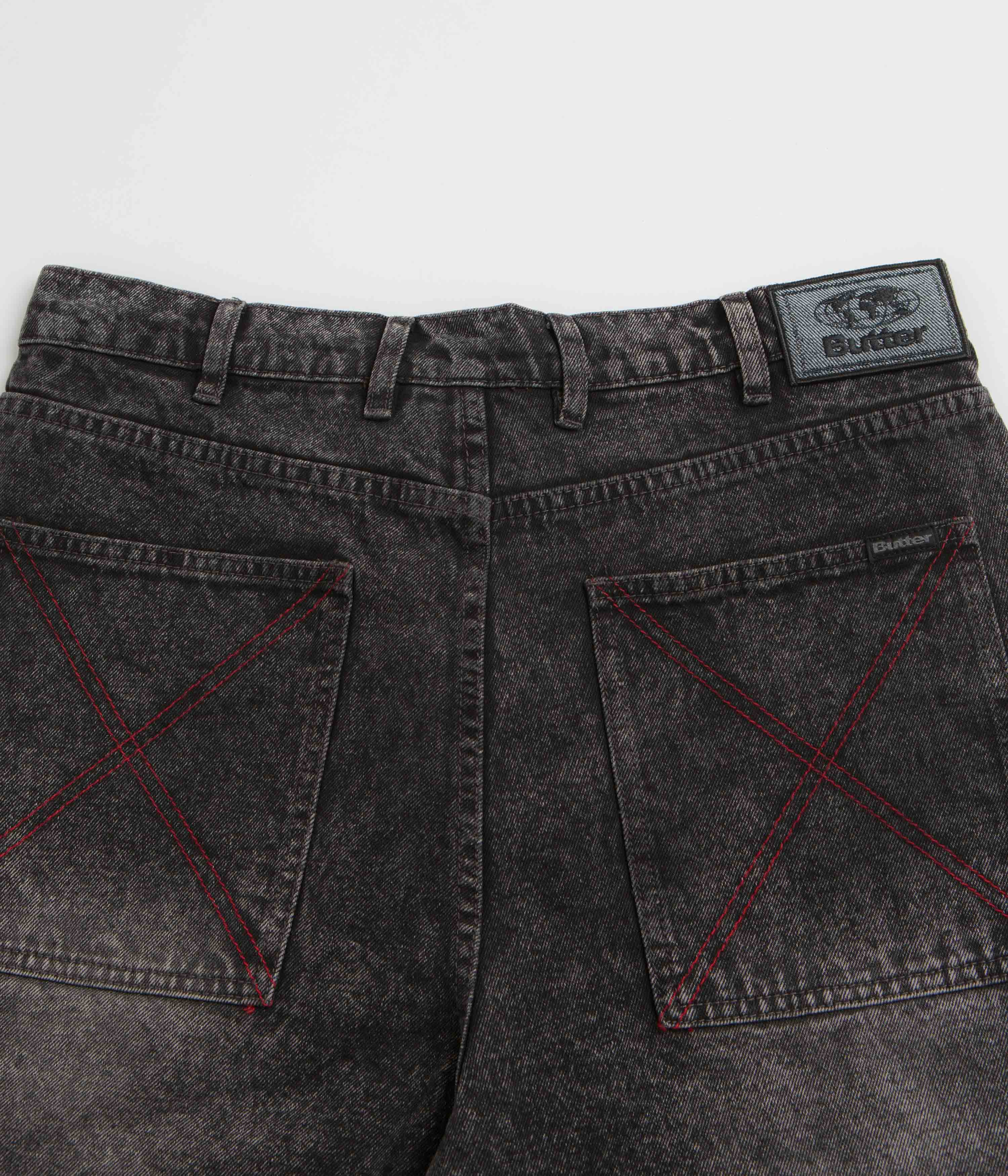Butter Goods Distressed Big Denim Shorts - Gun Metal