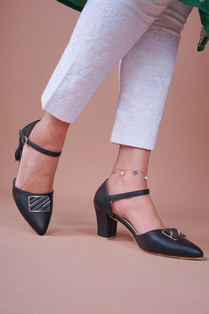 Camilla Black – Slingback Block Heels for Women