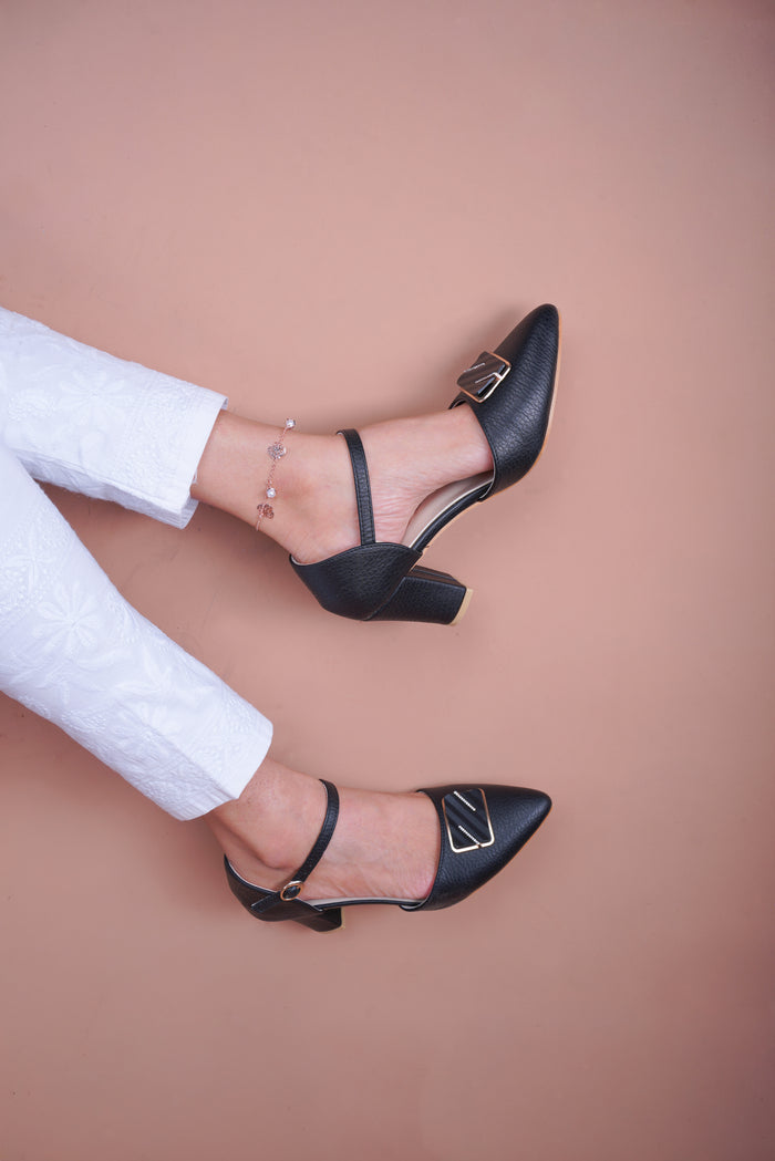 Camilla Black – Slingback Block Heels for Women