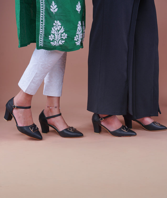 Camilla Black – Slingback Block Heels for Women