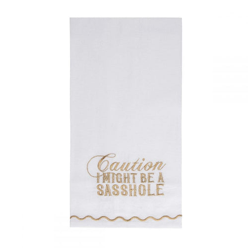 Caution Gold Thread Tea Towel