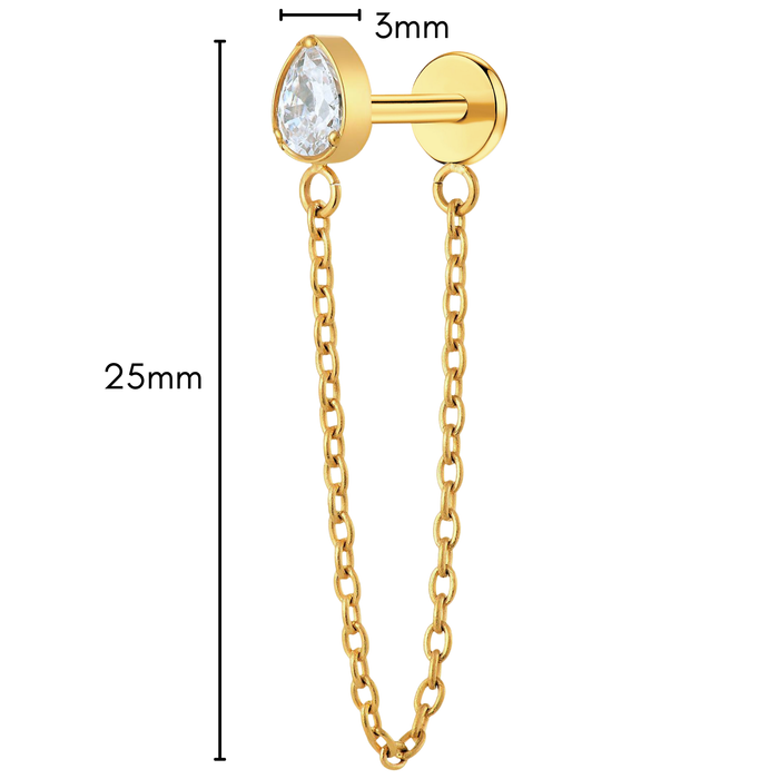 Chain Teardrop Flat Back Stud