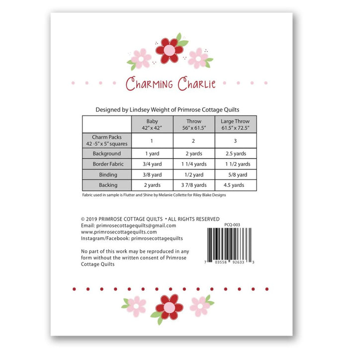 Charming Charlie Pattern | Lindsey Weight of Primrose Cottage Quilts