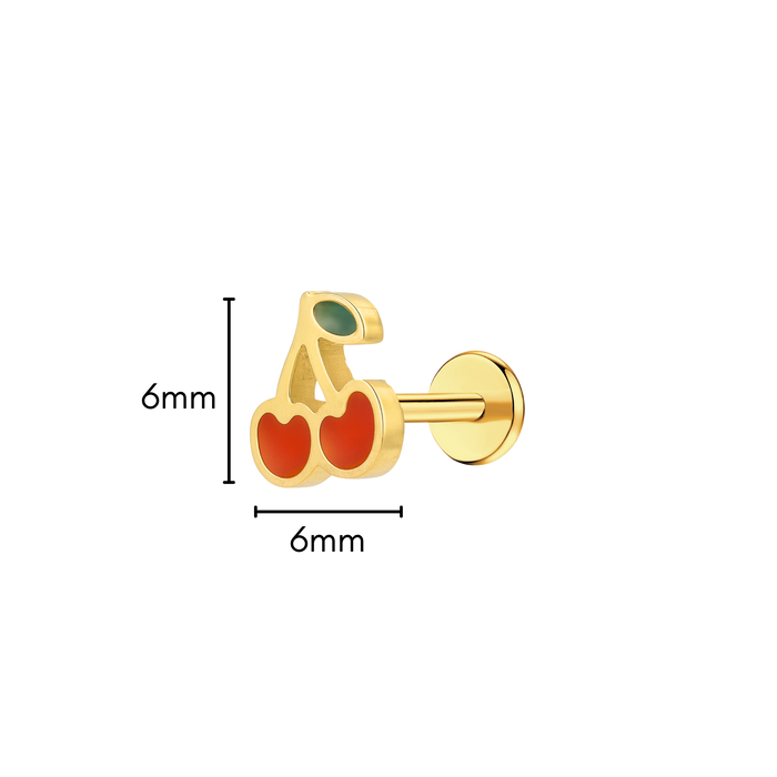 Cherry Enamel Flat Back Stud