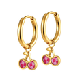 Cherry Gingham Charm Hoops in Titanium