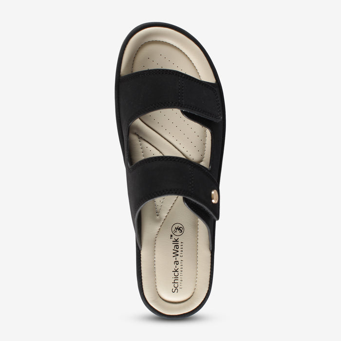 Chloe Black Slides – Black Adjustable Comfortable Slides for Women