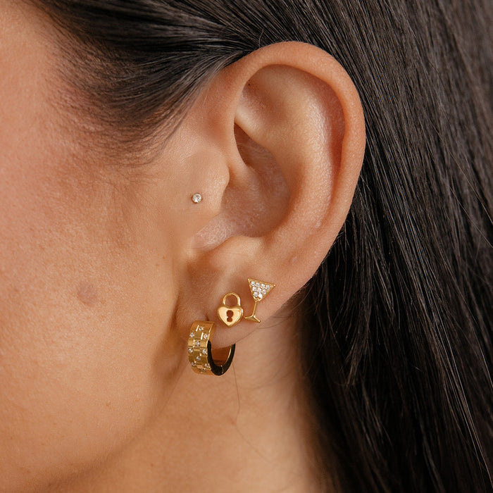 Chunky Check Hoops in Titanium