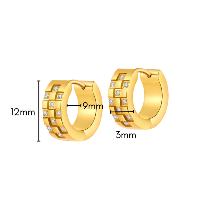 Chunky Check Hoops in Titanium