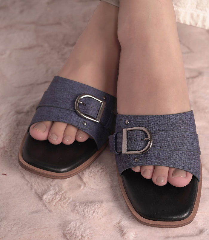 Cicilia Blue – Woven Flat Sandals for Women