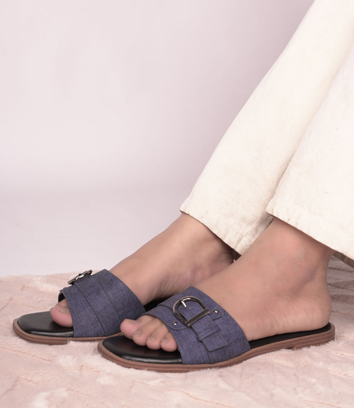 Cicilia Blue – Woven Flat Sandals for Women