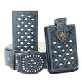 Cinto Charro Navajeado Negro - RR Western Wear, Cinto Charro Navajeado Negro