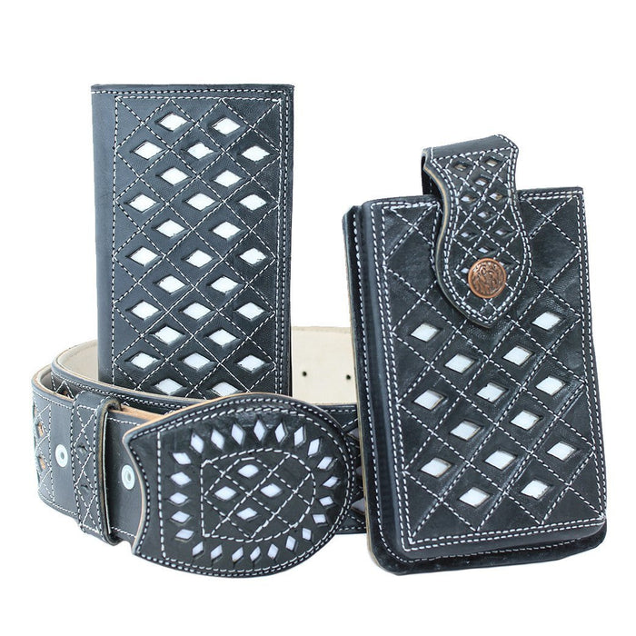 Cinto Charro Navajeado Negro - RR Western Wear, Cinto Charro Navajeado Negro