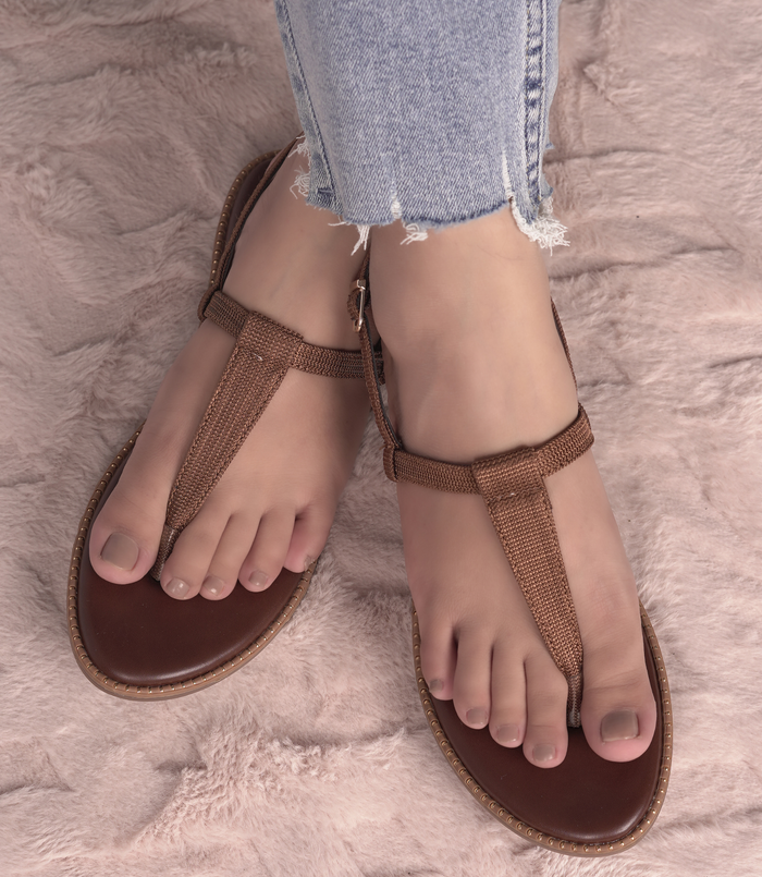 Clara Brown – T-Strap Flat Sandals for Women