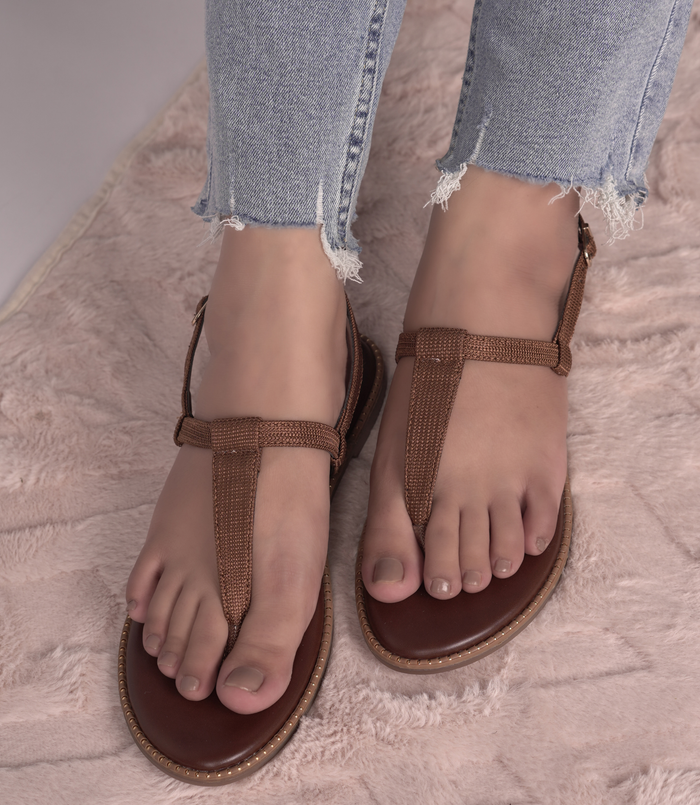 Clara Brown – T-Strap Flat Sandals for Women