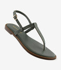 Clara Green – T-Strap Flat Sandals for Women