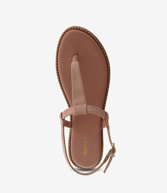 Clara Pink – T-Strap Flat Sandals for Women