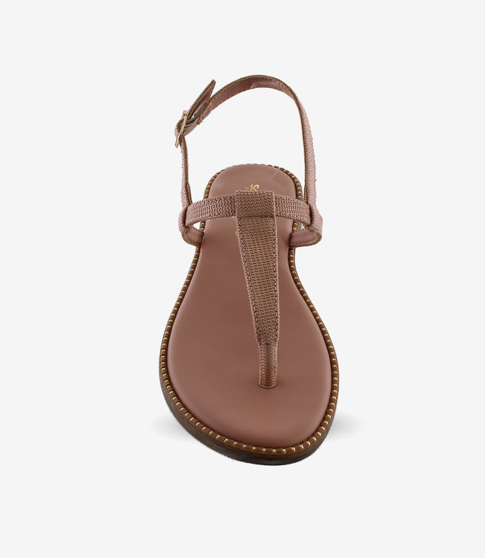 Clara Pink – T-Strap Flat Sandals for Women