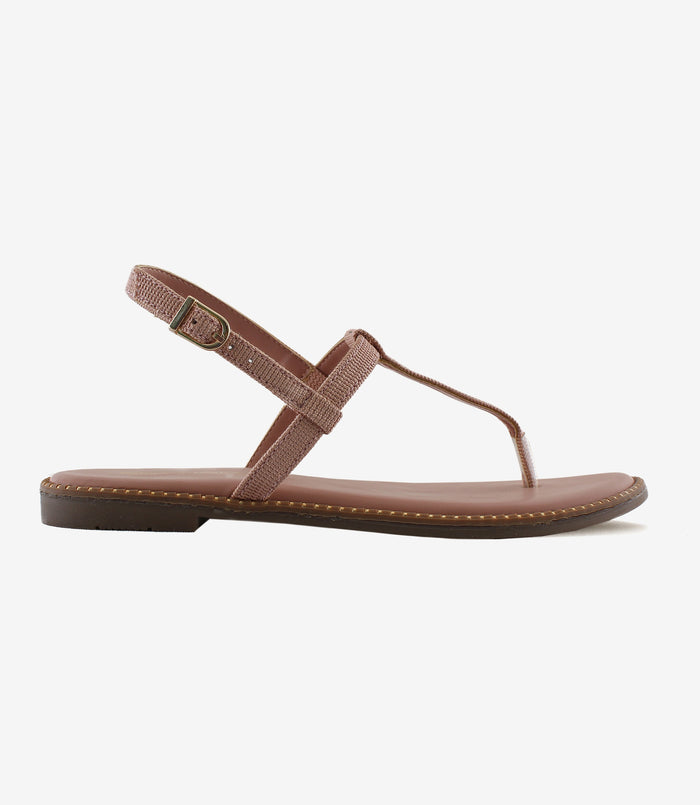 Clara Pink – T-Strap Flat Sandals for Women